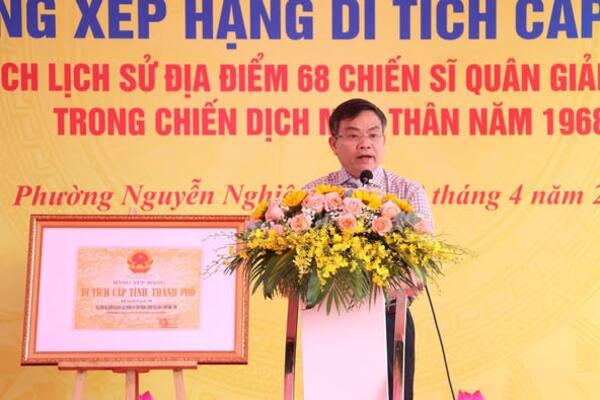 Địa điểm 68 chiến sĩ quân giải phóng hy sinh được công nhận là Di tích lịch sử cấp tỉnh